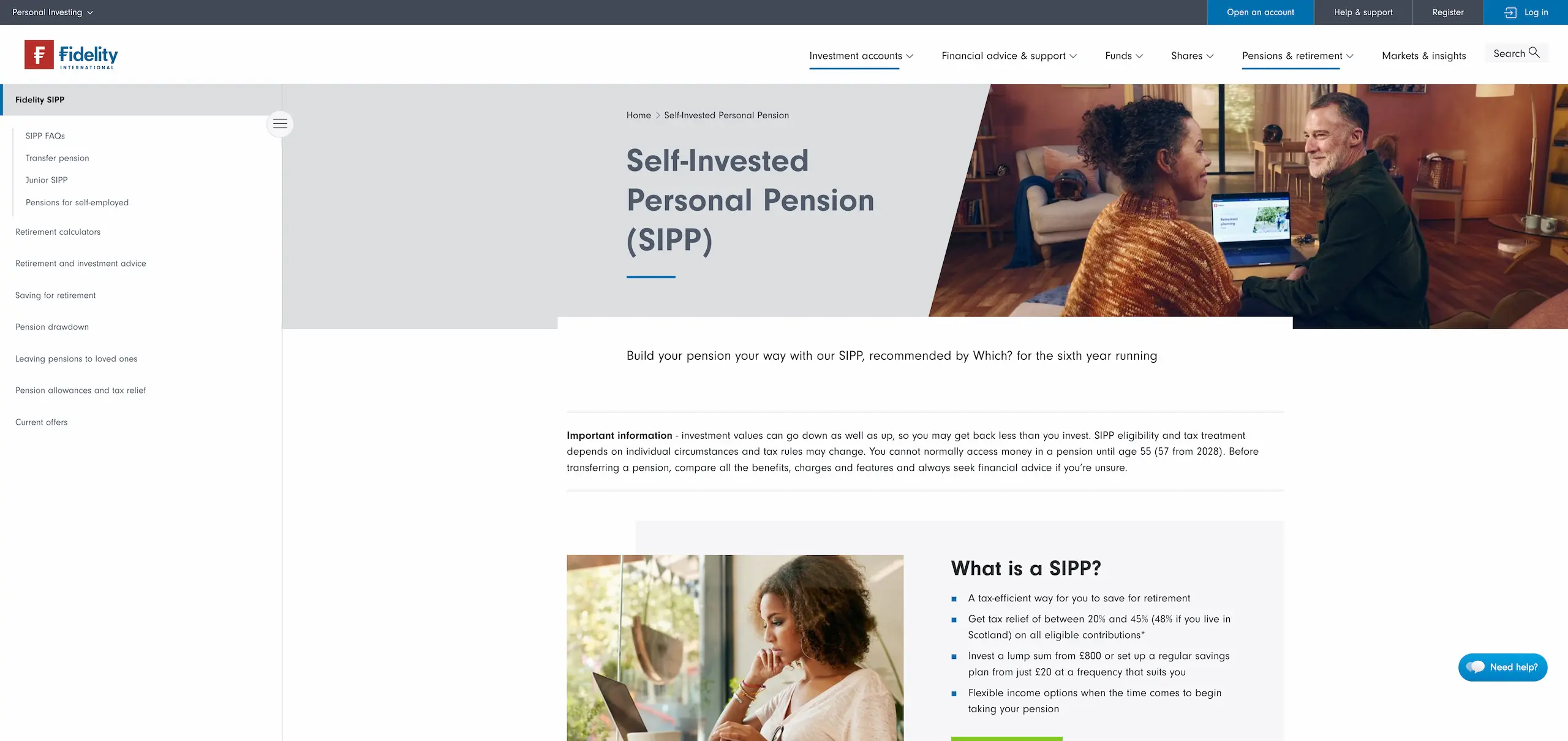 Fidelity sites, screenshot 2